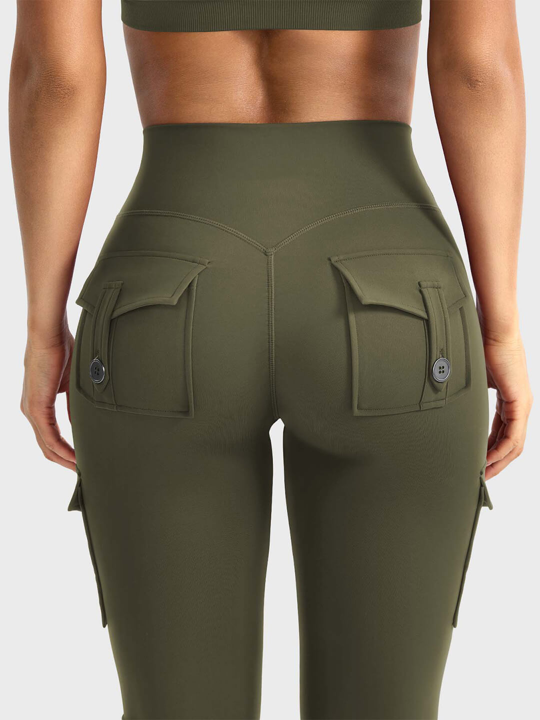 Green Flared Cargo Leggings