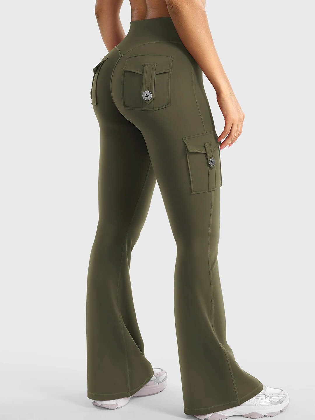 Green Flared Cargo Leggings