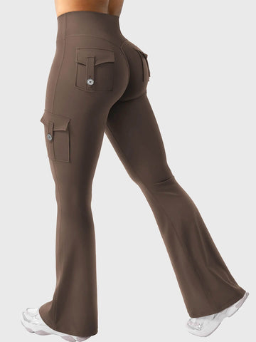 Coffee Flared Cargo Leggings