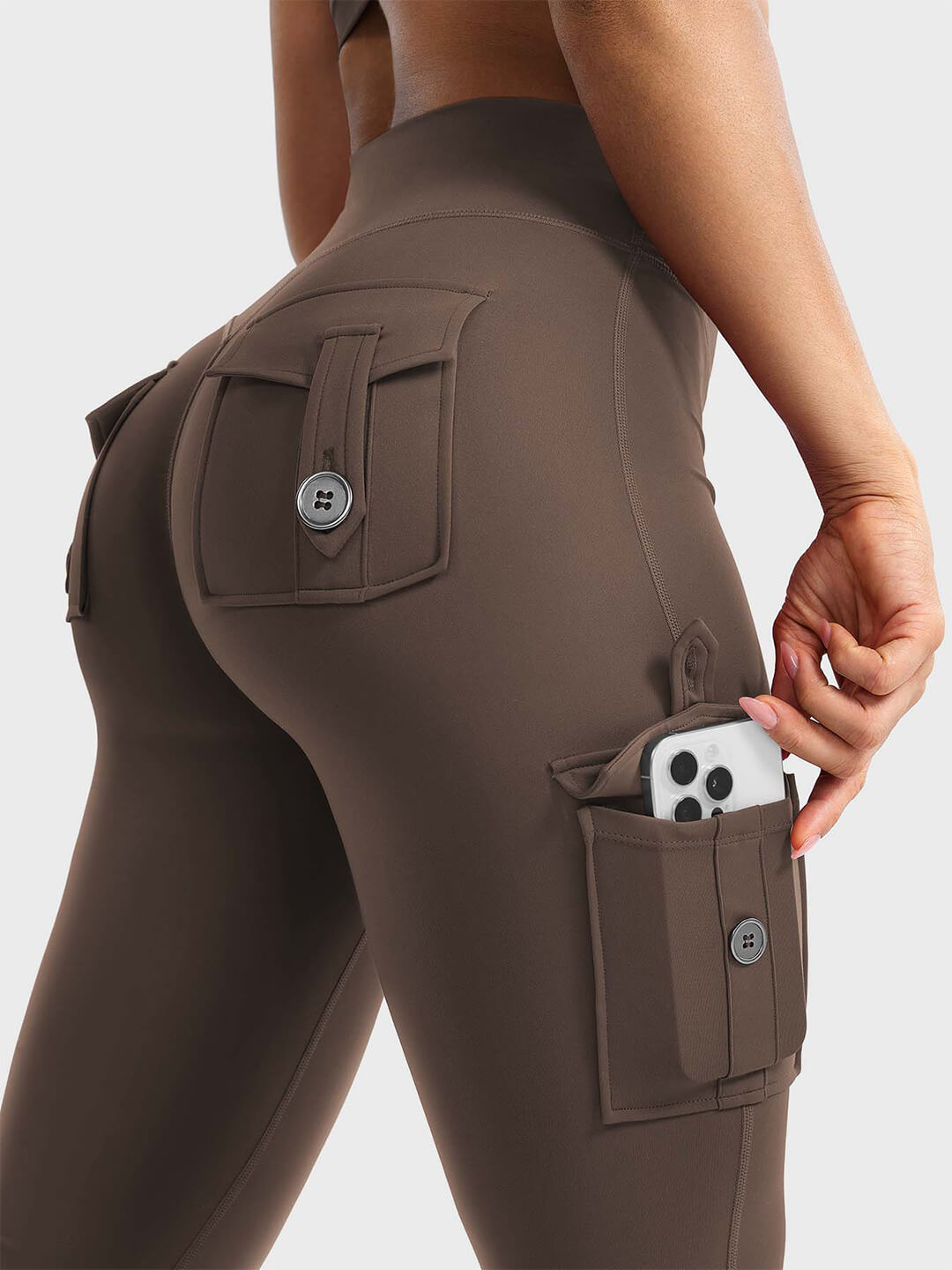 Coffee Flared Cargo Leggings
