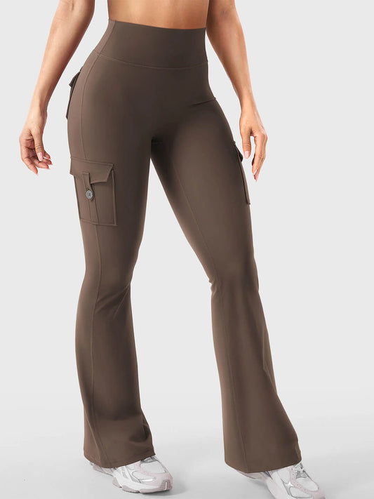 Coffee Flared Cargo Leggings