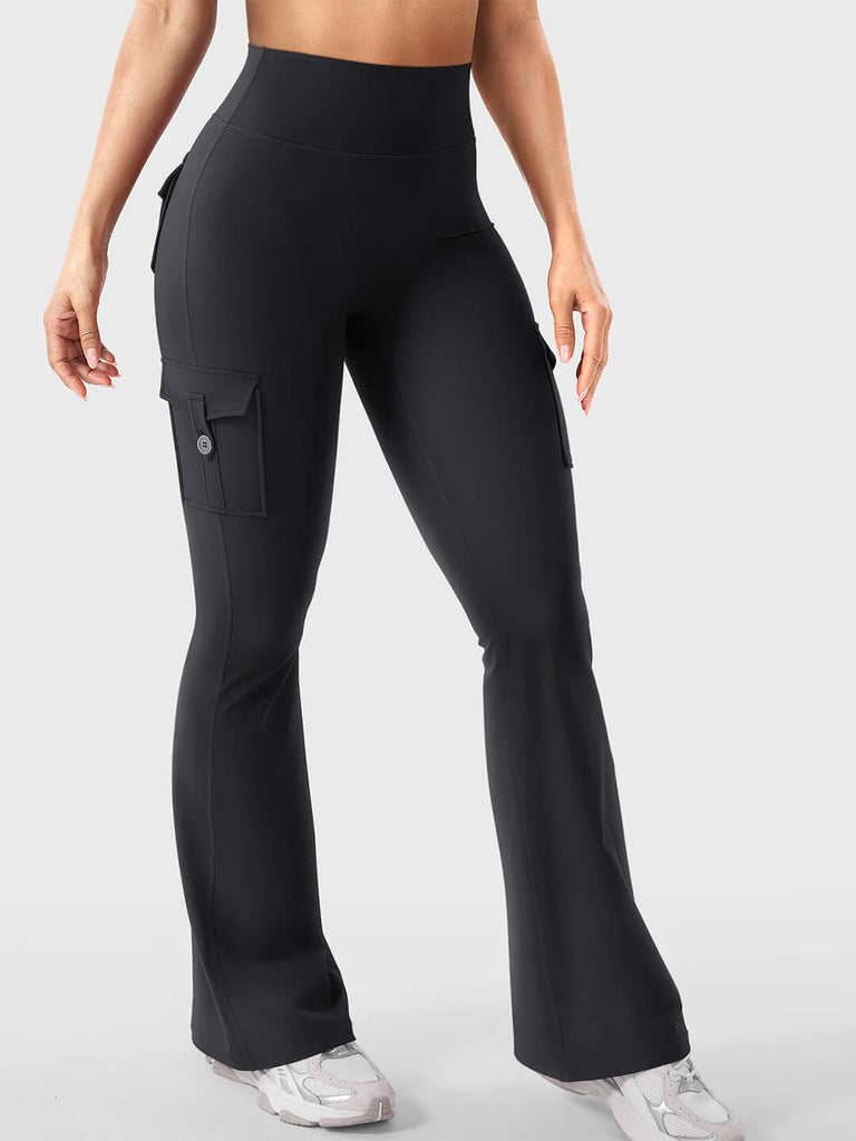 Black Flared Cargo Leggings