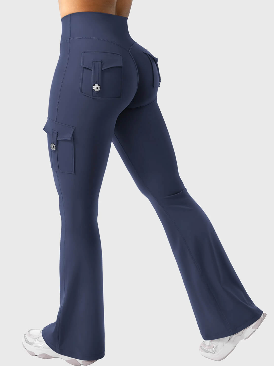 Blue Flared Cargo Leggings