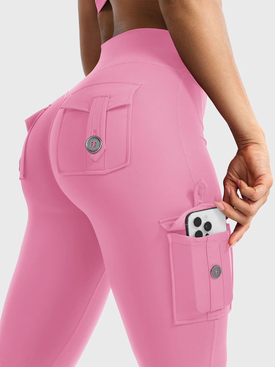 Pink Flared Cargo Leggings