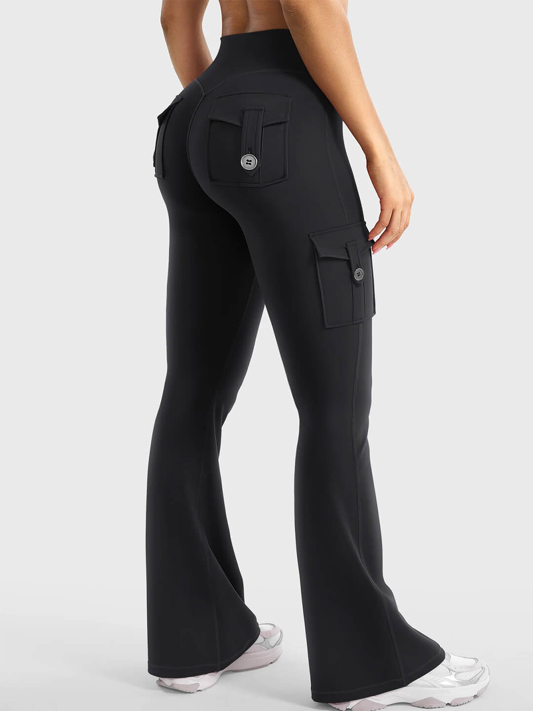 Black Flared Cargo Leggings