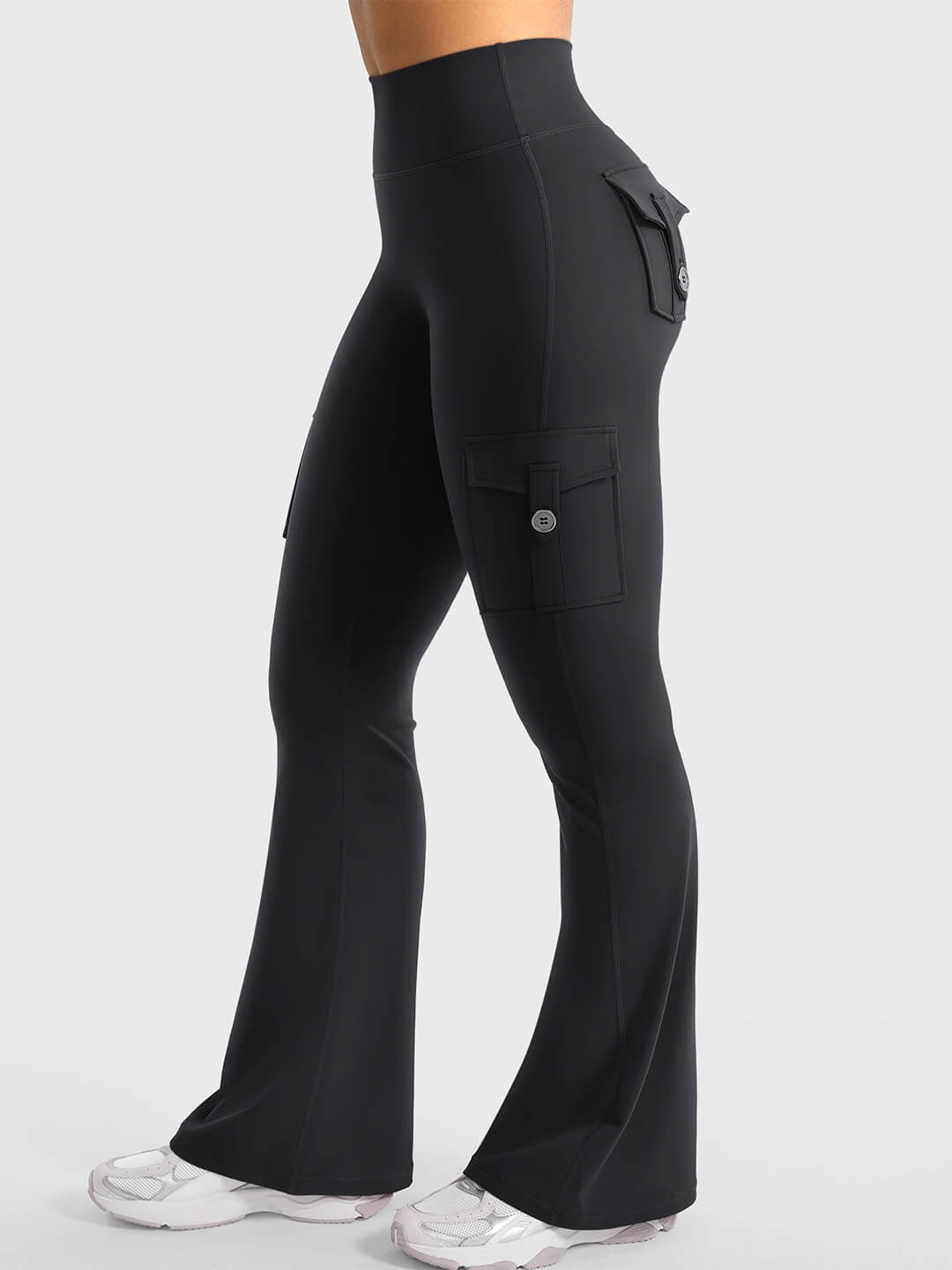 Black Flared Cargo Leggings