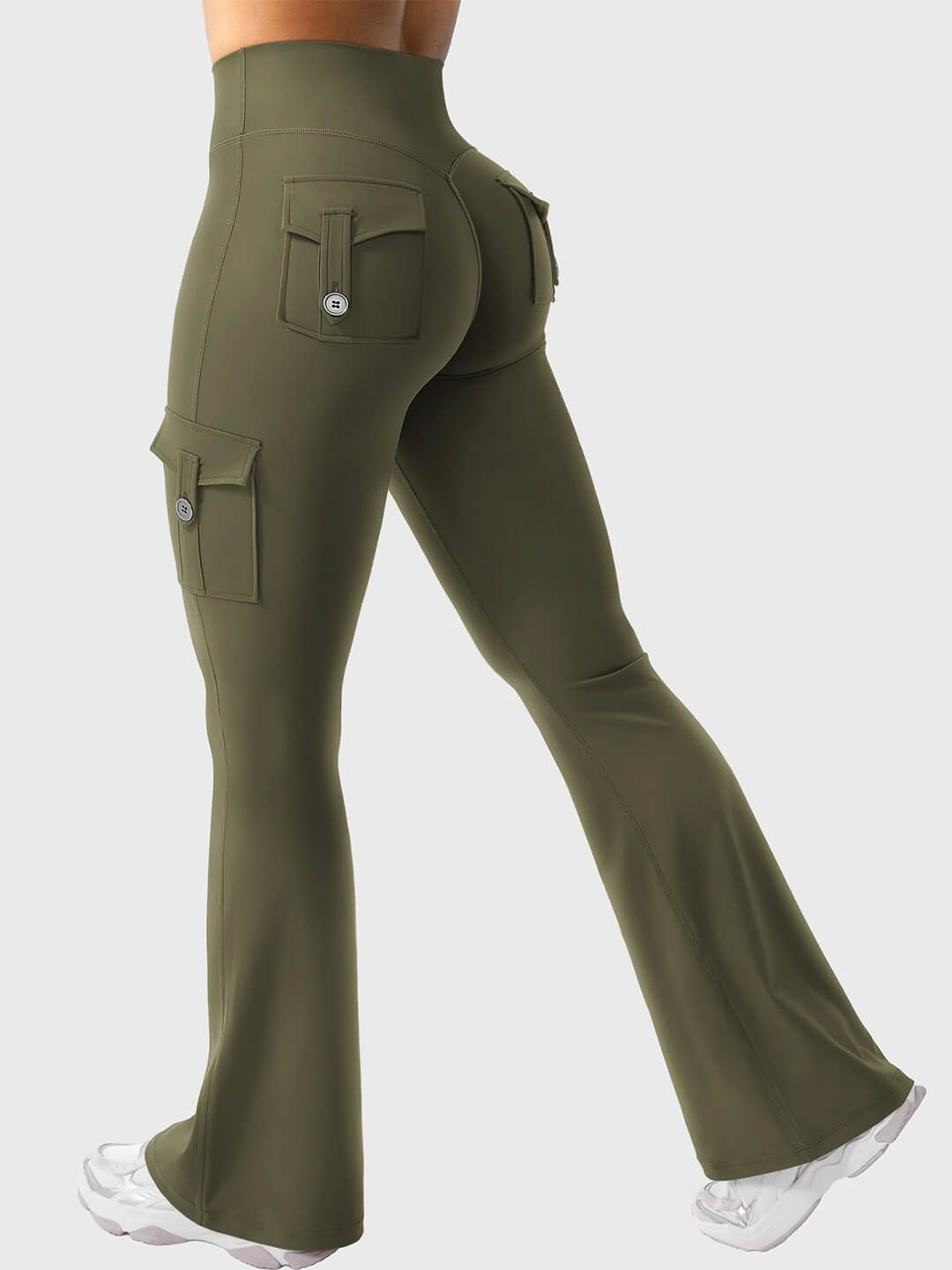 Green Flared Cargo Leggings