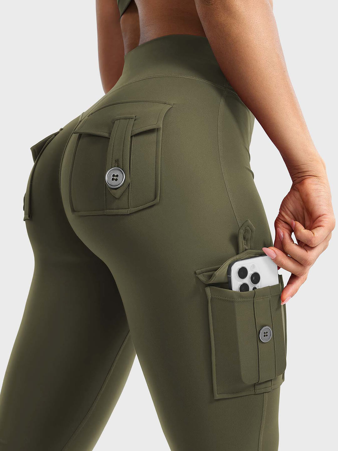 Green Flared Cargo Leggings